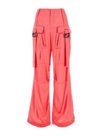 Fendi Women's Viscose Shiny Cargo Straight Pants Pink