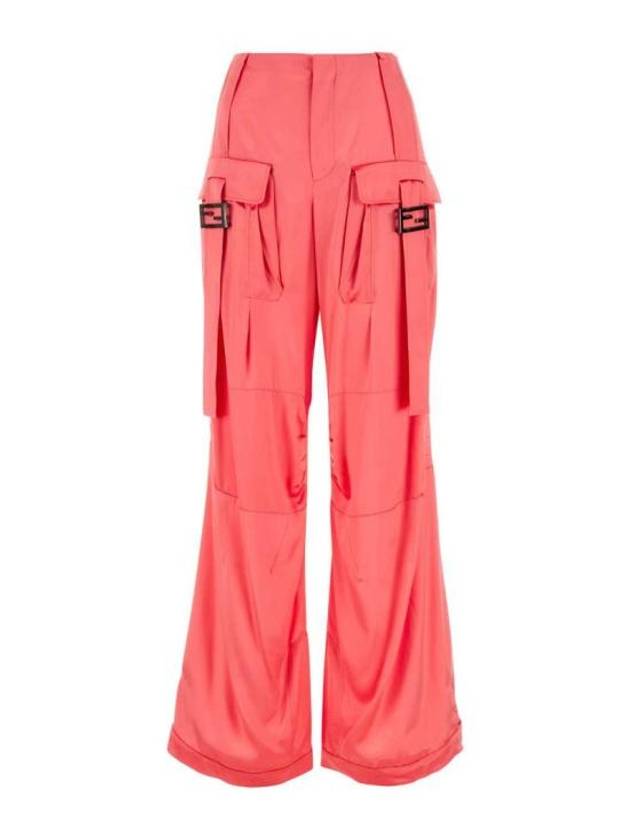 Fendi Women's Viscose Shiny Cargo Straight Pants Pink