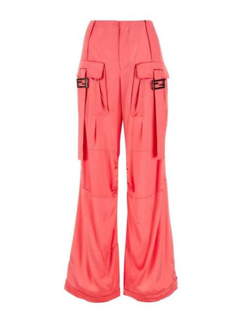 Fendi Women's Viscose Shiny Cargo Straight Pants Pink