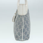 CELINE Paris Macadam Canvas Tote Bag Leather Blue White Silver Auth 87066