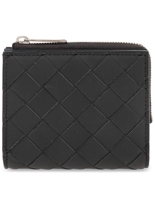 Bottega Veneta Intrecciato Bifold Calfskin Half Wallet Blue Black