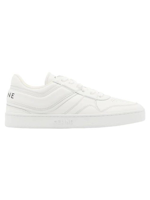 CELINE Trainer Calfskin Lace Up Low Top Sneakers White