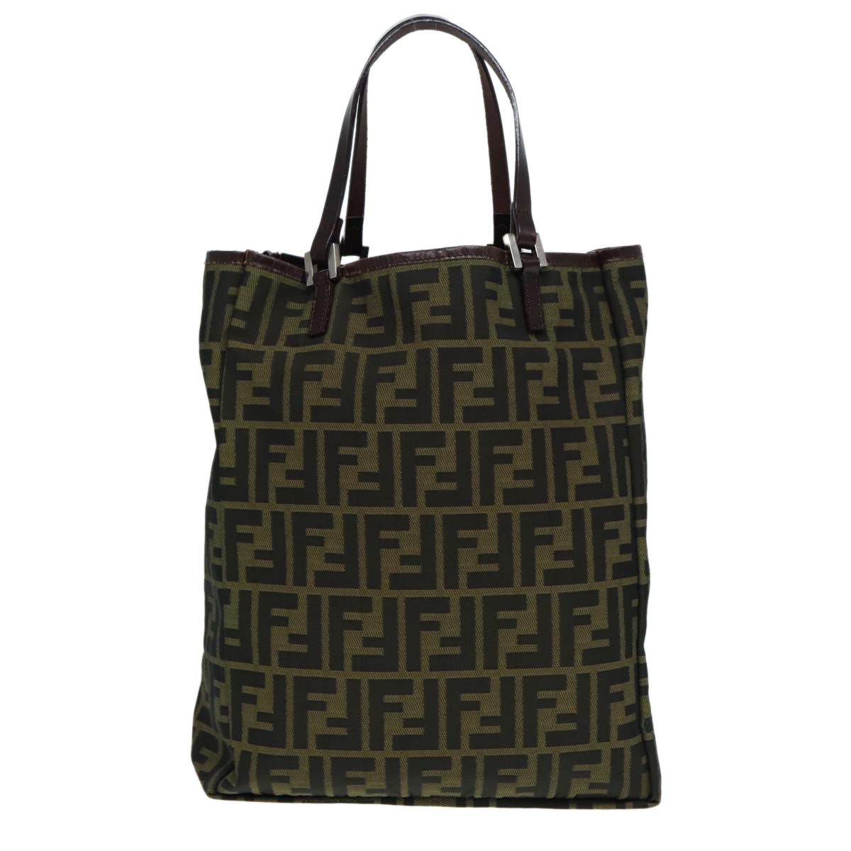 FENDI Zucca Canvas Tote Bag Brown Black Silver87107