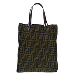 FENDI Zucca Canvas Tote Bag Brown Black Silver87107