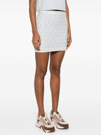Fendi FF Cashmere Wool Mini A-Line Skirt Light Blue
