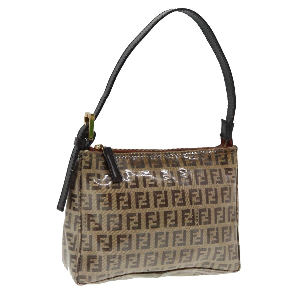 FENDI Zucchino Canvas Hand Bag Beige Gold87208