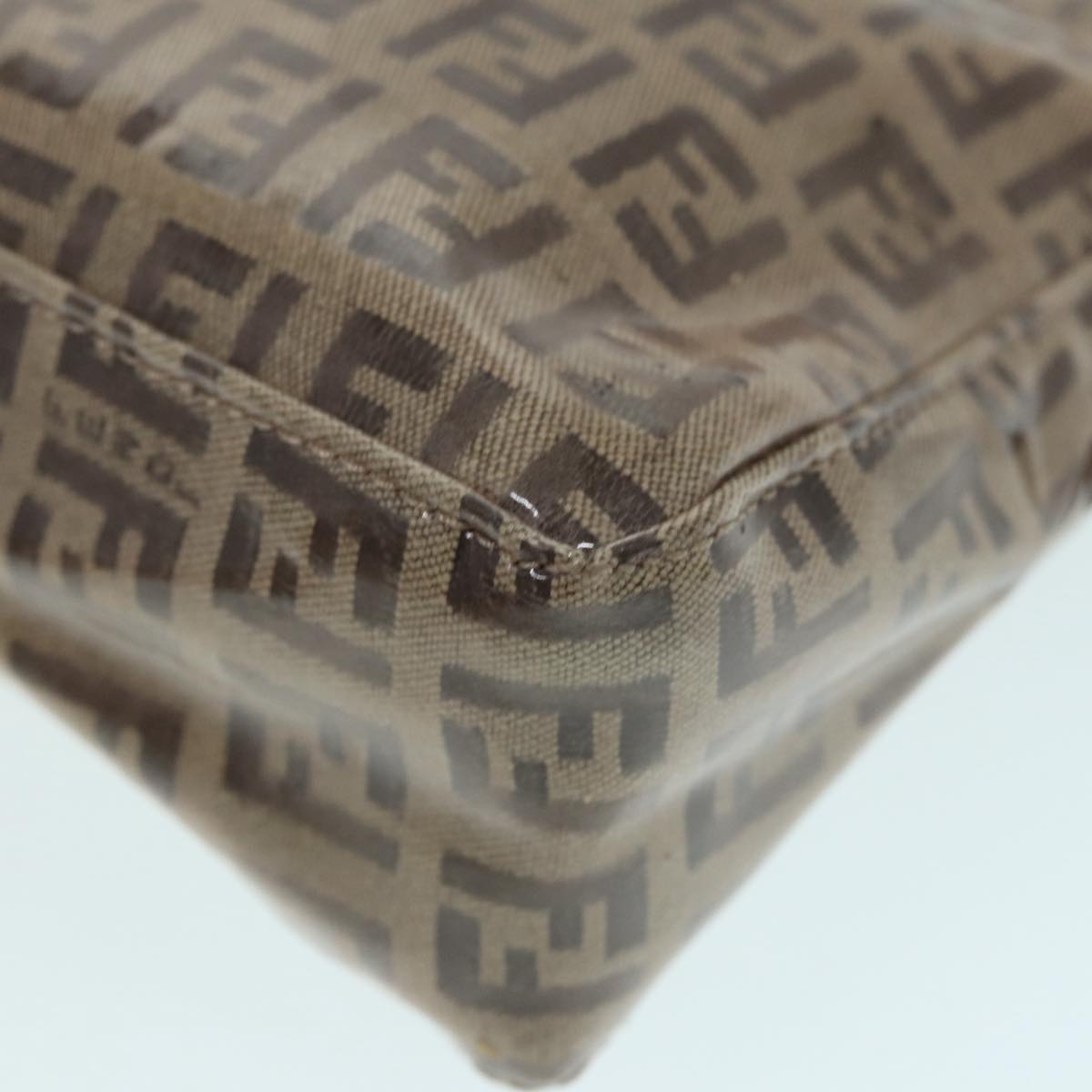 FENDI Zucchino Canvas Hand Bag Beige Gold87208