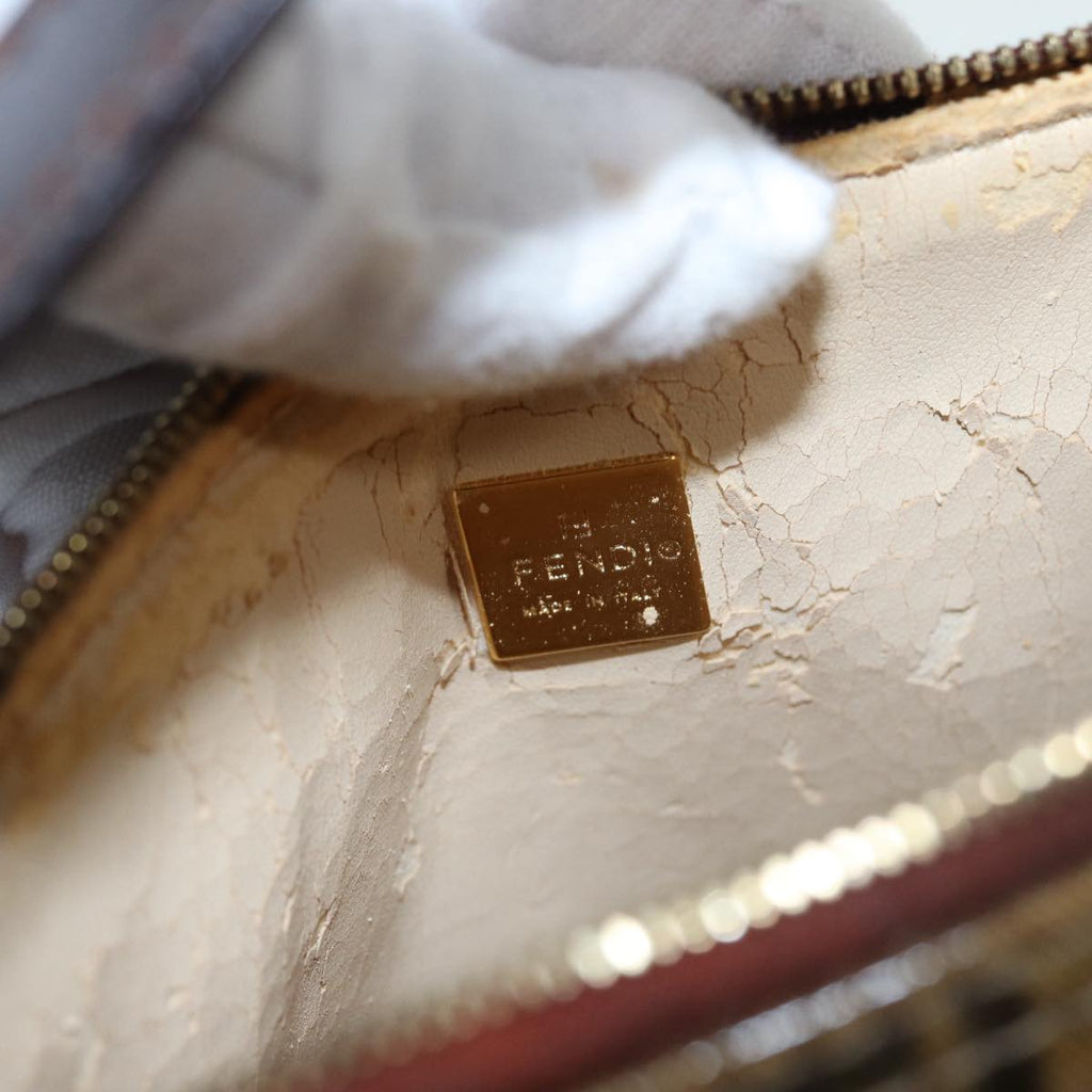 FENDI Zucchino Canvas Hand Bag Beige Gold87208