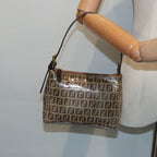FENDI Zucchino Canvas Hand Bag Beige Gold87208