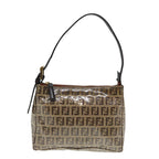 FENDI Zucchino Canvas Hand Bag Beige Gold87208