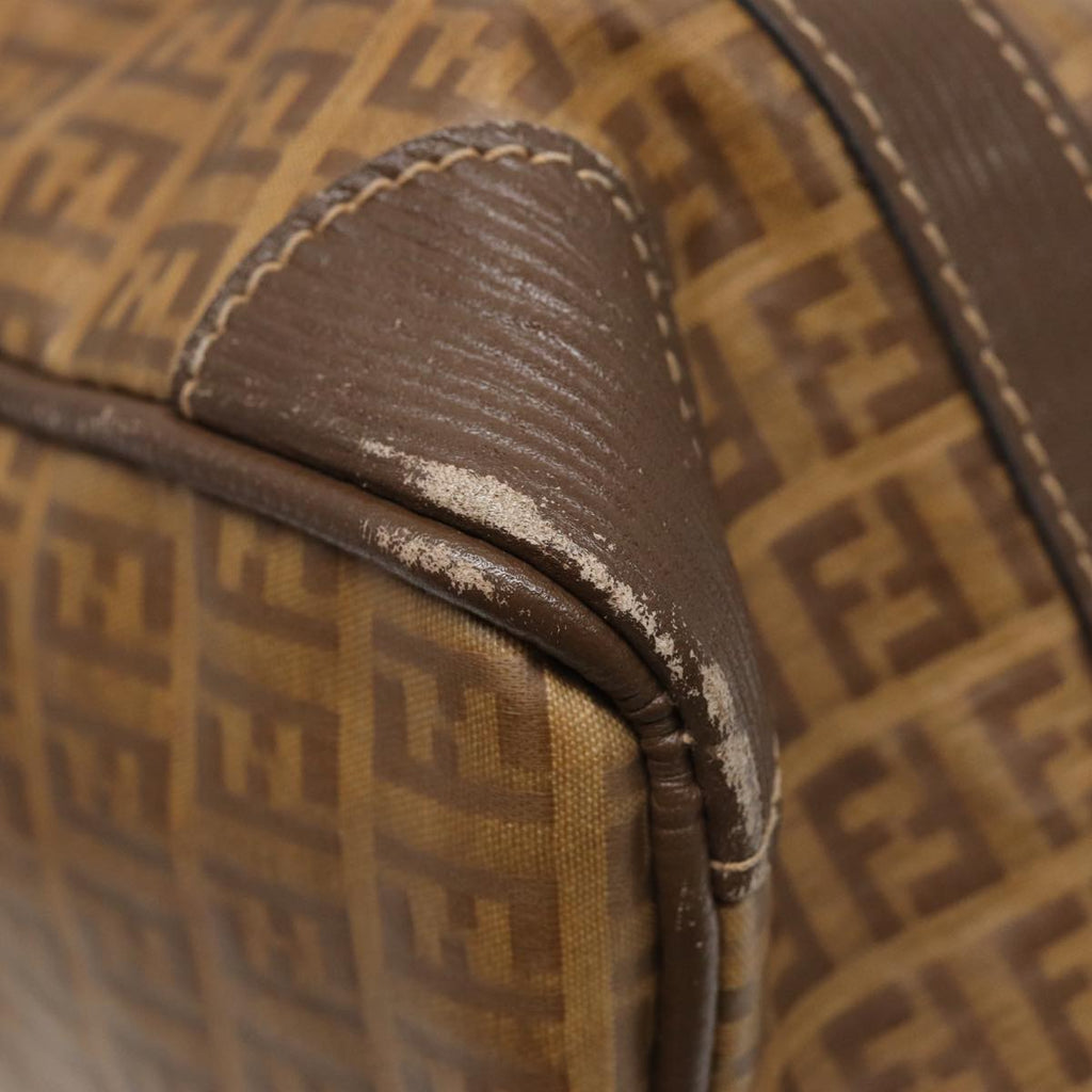 FENDI Zucchino Canvas Boston Bag Vintage Beige Brown gold87247