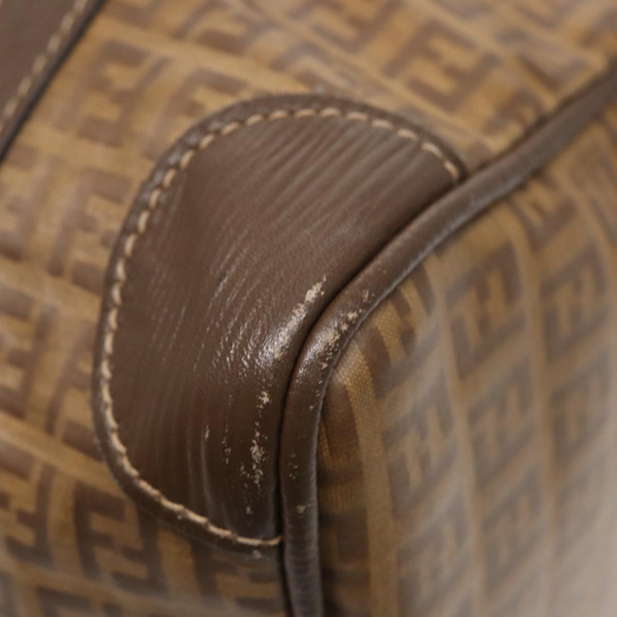 FENDI Zucchino Canvas Boston Bag Vintage Beige Brown gold87247