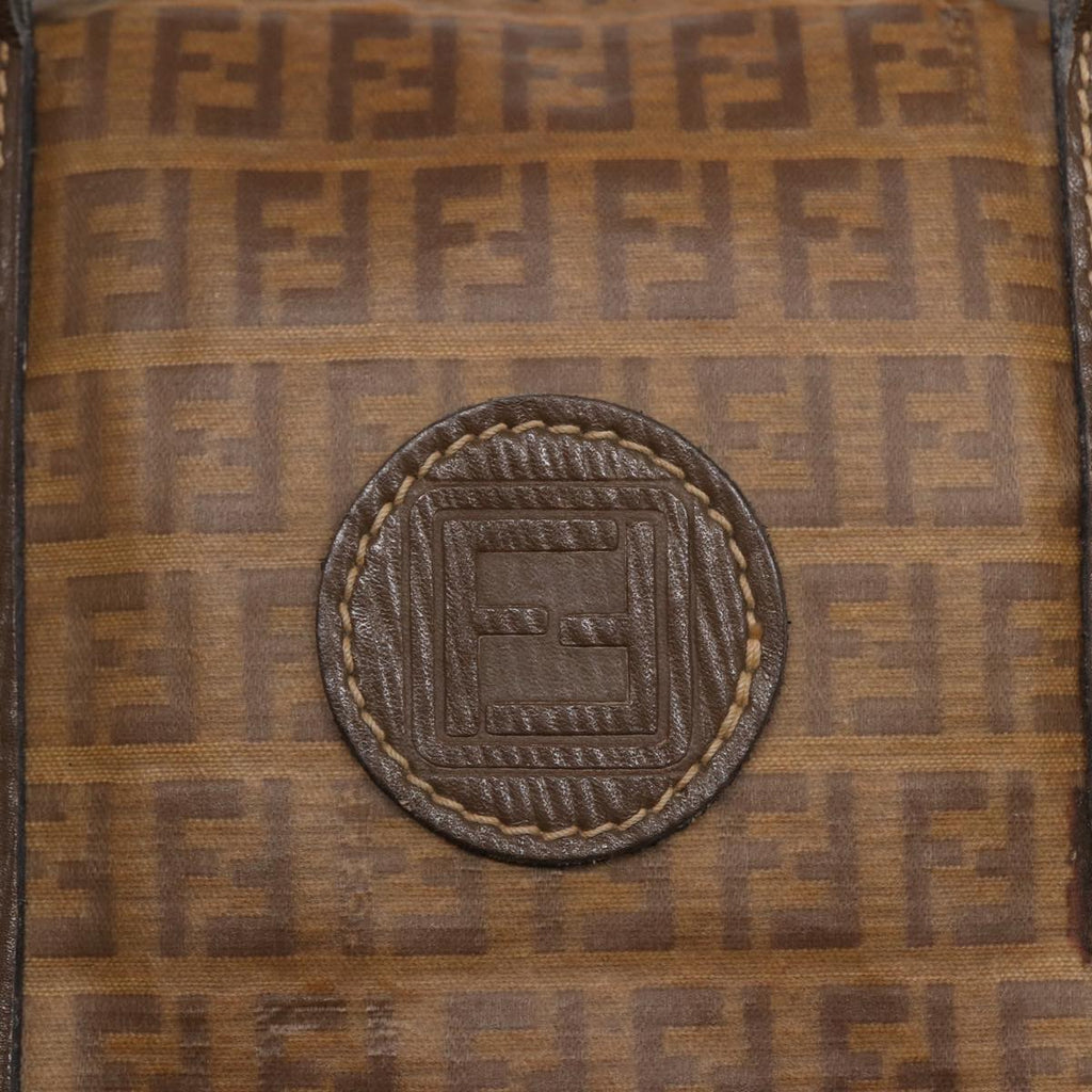 FENDI Zucchino Canvas Boston Bag Vintage Beige Brown gold87247