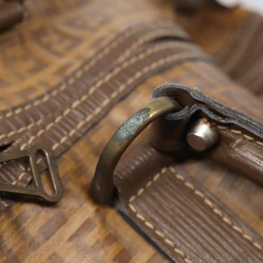 FENDI Zucchino Canvas Boston Bag Vintage Beige Brown gold87247