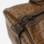 FENDI Zucchino Canvas Boston Bag Vintage Beige Brown gold87247