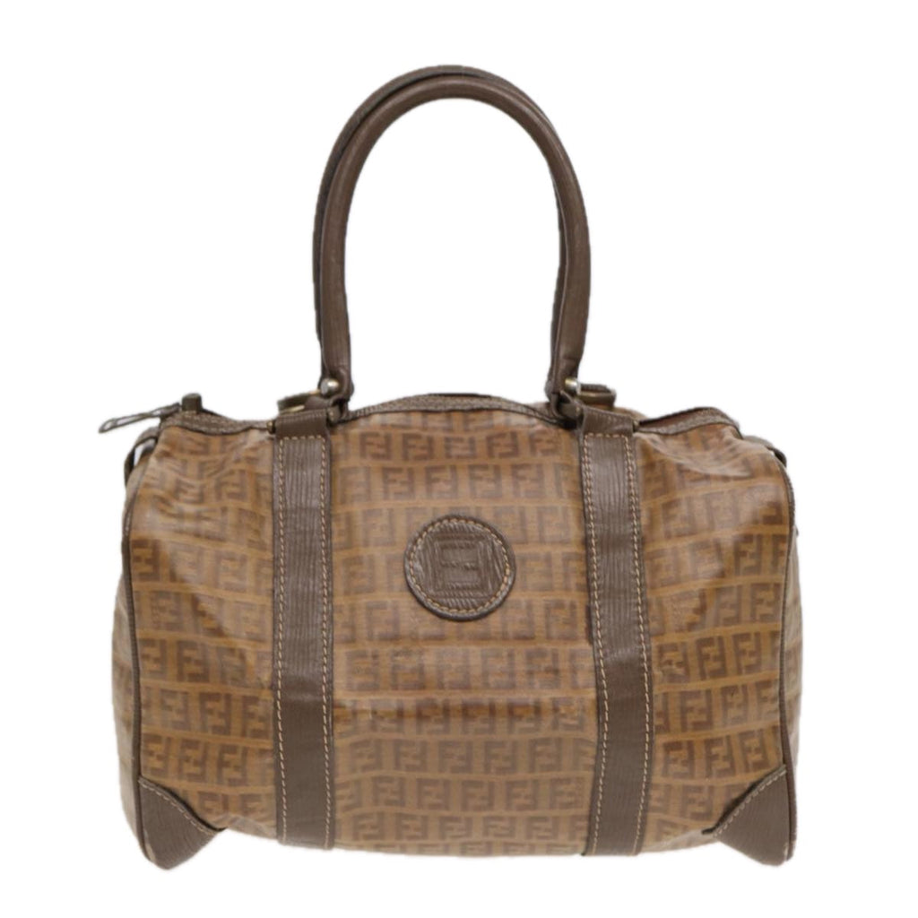 FENDI Zucchino Canvas Boston Bag Vintage Beige Brown gold87247