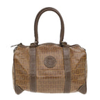 FENDI Zucchino Canvas Boston Bag Vintage Beige Brown gold87247