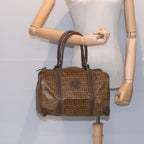 FENDI Zucchino Canvas Boston Bag Vintage Beige Brown gold87247