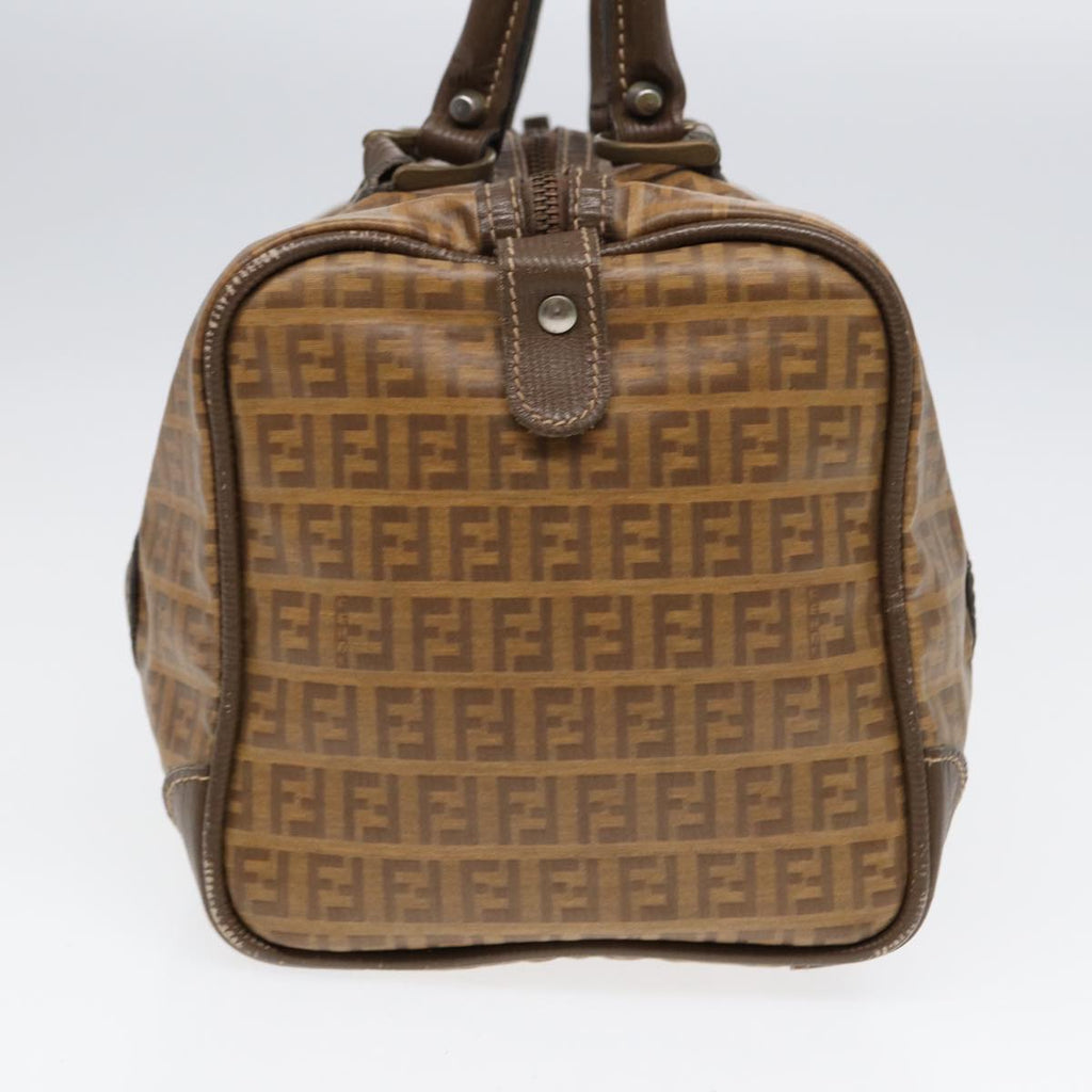 FENDI Zucchino Canvas Boston Bag Vintage Beige Brown gold87247