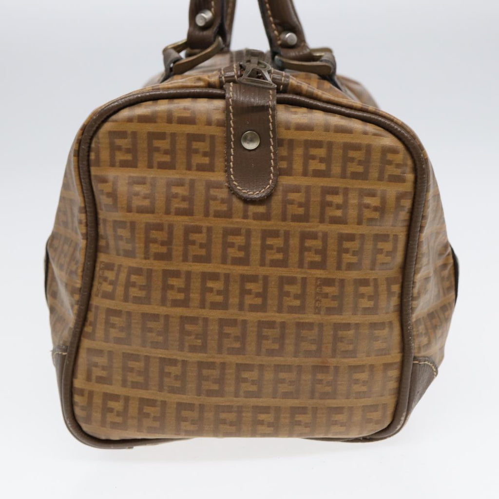 FENDI Zucchino Canvas Boston Bag Vintage Beige Brown gold87247
