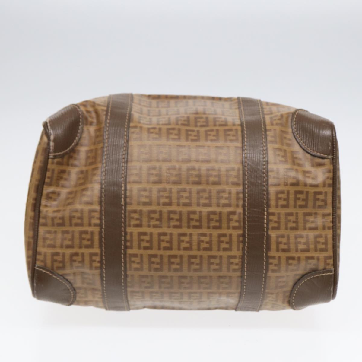 FENDI Zucchino Canvas Boston Bag Vintage Beige Brown gold87247