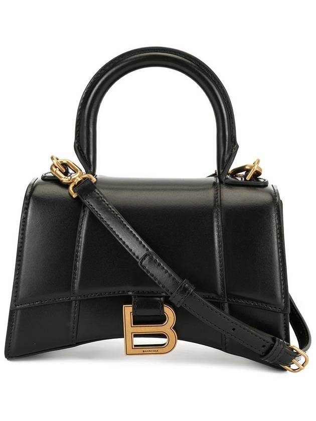 Balenciaga Hourglass XS Glossy Calfskin Tote Bag Black