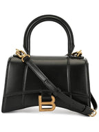 Balenciaga Hourglass XS Glossy Calfskin Tote Bag Black