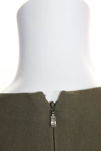 Chloe Womens Long Sleeved Round Neck A Line Short Dress Olive Green