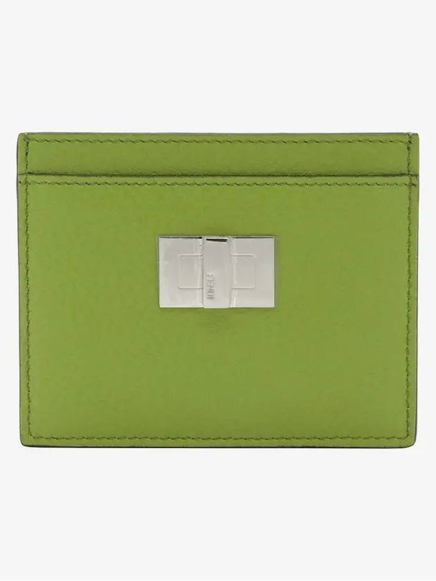 Fendi Peekaboo Selleria Leather Business Card Wallet Green