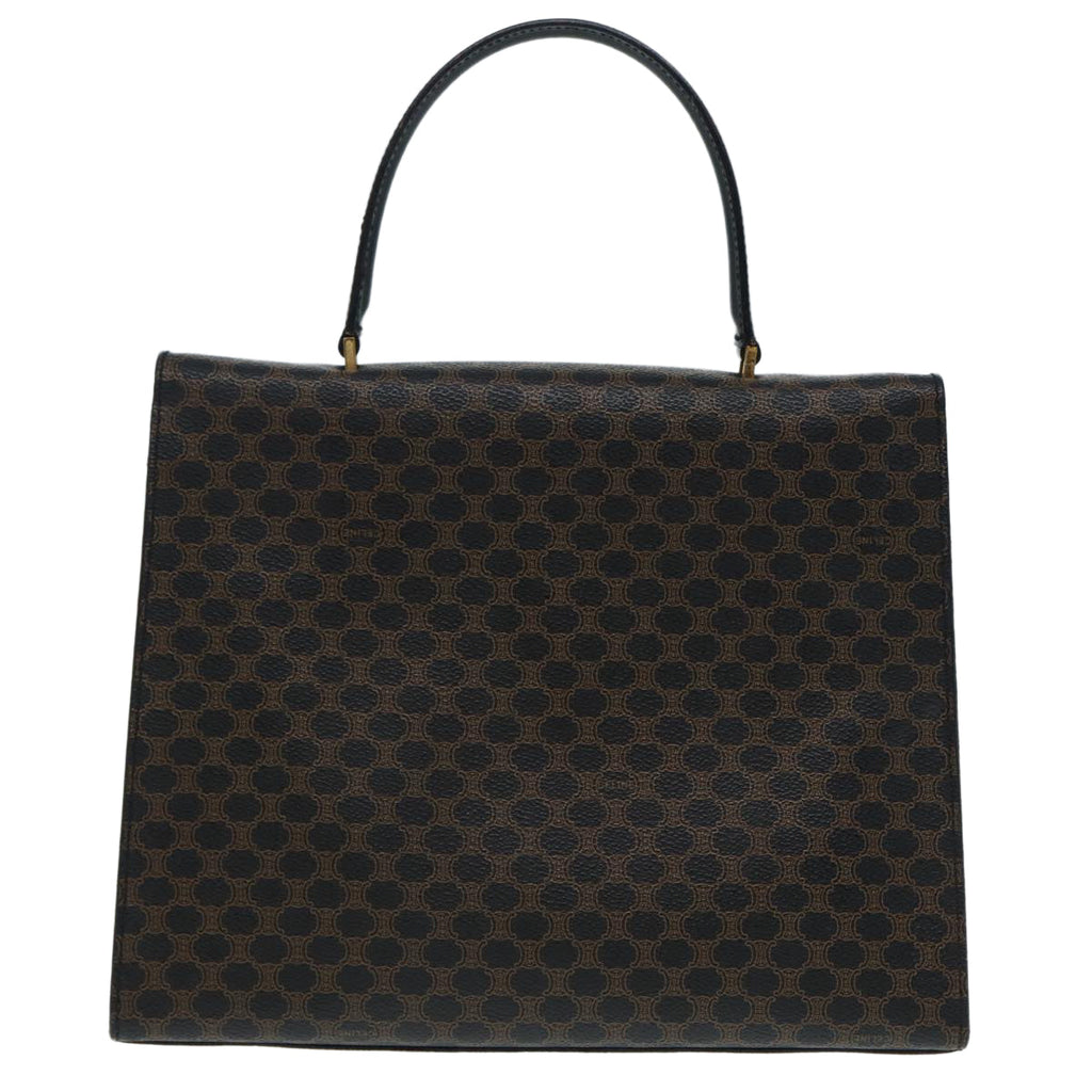 CELINE Macadam Canvas Hand Bag PVC Leather 2way Brown Black Auth 87641A
