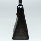 CELINE Macadam Canvas Hand Bag PVC Leather 2way Brown Black Auth 87641A