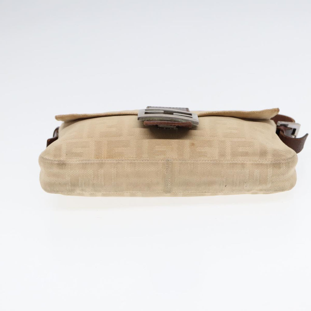 FENDI Zucca Canvas Mamma Baguette Shoulder Bag Beige Brown Silver87743