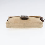 FENDI Zucca Canvas Mamma Baguette Shoulder Bag Beige Brown Silver87743