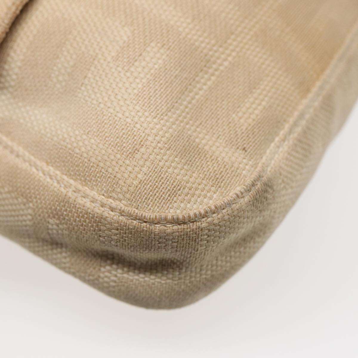 FENDI Zucca Canvas Mamma Baguette Shoulder Bag Beige Brown Silver87743