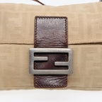 FENDI Zucca Canvas Mamma Baguette Shoulder Bag Beige Brown Silver87743