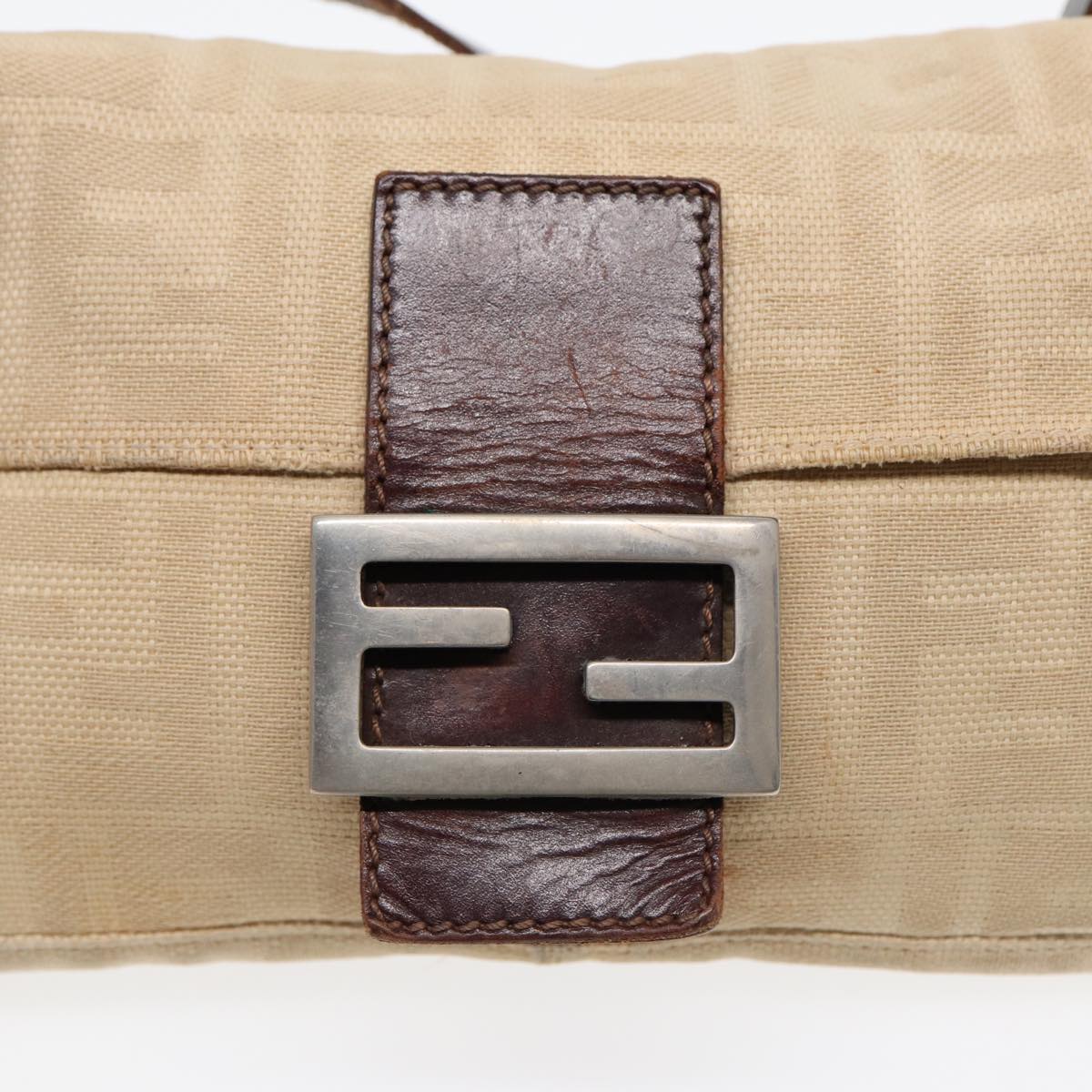 FENDI Zucca Canvas Mamma Baguette Shoulder Bag Beige Brown Silver87743