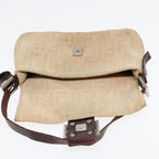 FENDI Zucca Canvas Mamma Baguette Shoulder Bag Beige Brown Silver87743