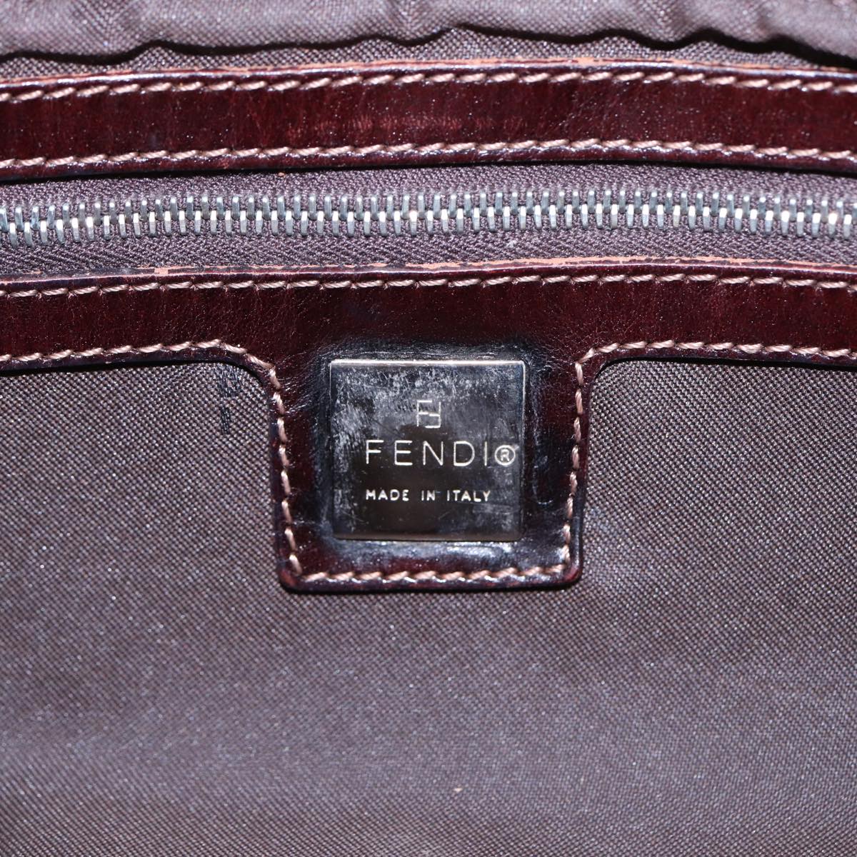 FENDI Zucca Canvas Mamma Baguette Shoulder Bag Beige Brown Silver87743