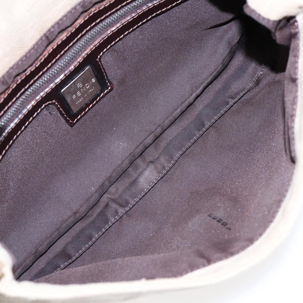 FENDI Zucca Canvas Mamma Baguette Shoulder Bag Beige Brown Silver87743