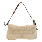 FENDI Zucca Canvas Mamma Baguette Shoulder Bag Beige Brown Silver87743
