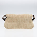 FENDI Zucca Canvas Mamma Baguette Shoulder Bag Beige Brown Silver87743