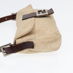 FENDI Zucca Canvas Mamma Baguette Shoulder Bag Beige Brown Silver87743