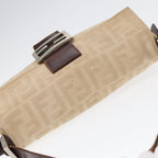 FENDI Zucca Canvas Mamma Baguette Shoulder Bag Beige Brown Silver87743