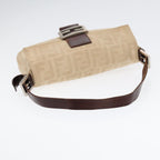 FENDI Zucca Canvas Mamma Baguette Shoulder Bag Beige Brown Silver87743