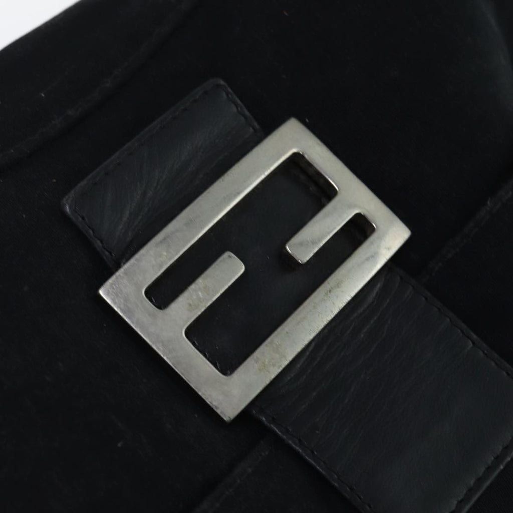FENDI Mamma Baguette Shoulder Bag Nylon Black Silver87809
