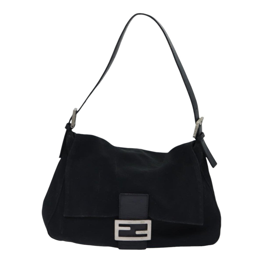 FENDI Mamma Baguette Shoulder Bag Nylon Black Silver87809