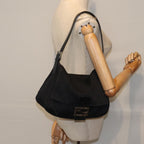 FENDI Mamma Baguette Shoulder Bag Nylon Black Silver87809