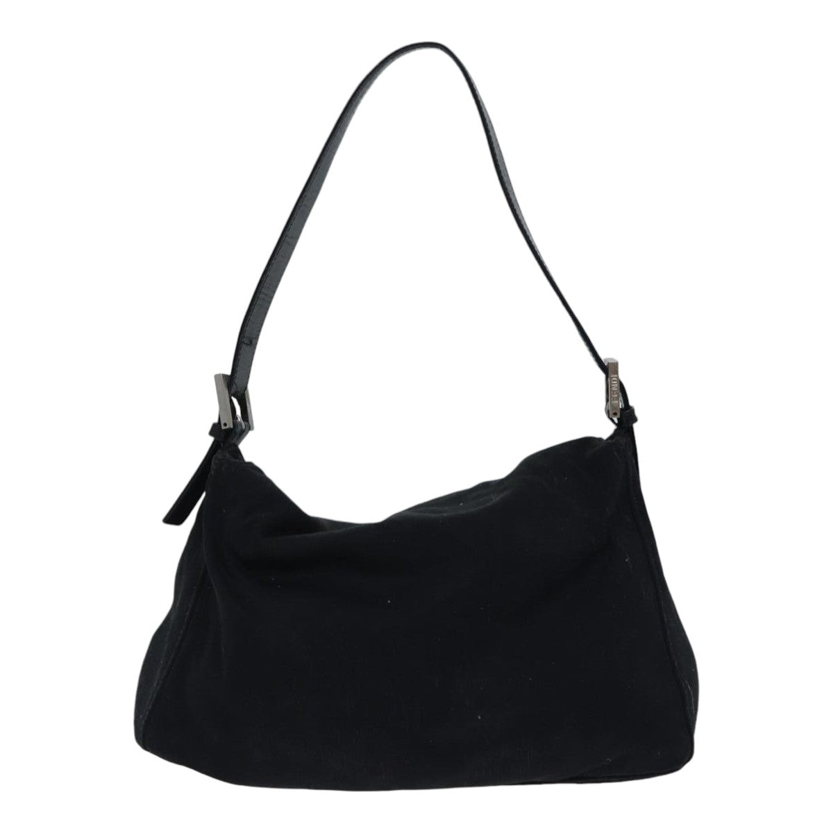 FENDI Mamma Baguette Shoulder Bag Nylon Black Silver87809