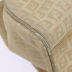 FENDI Zucchino Canvas Shoulder Bag Silver Beige87811