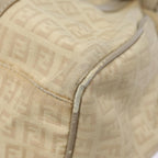 FENDI Zucchino Canvas Shoulder Bag Silver Beige87811